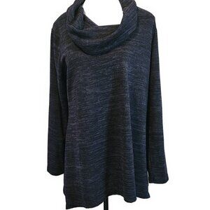 Jones New York Signature Heather navy Cowl long sleeve jersey top - XL